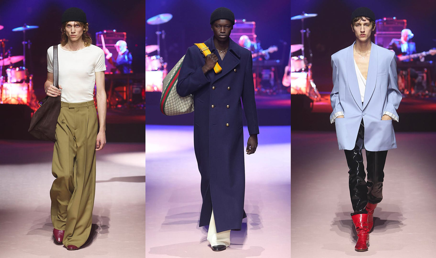 Models walk the runway at Gucci's Autumn-Winter 2023/24 menswear show in Milan